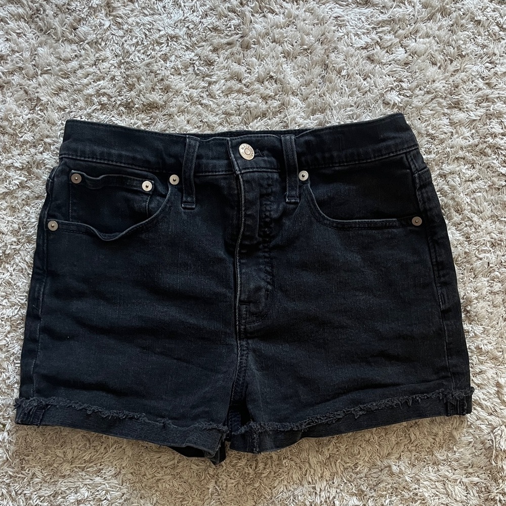 Black High Rise Denim Shorts
